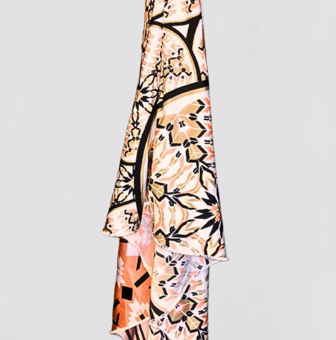 Stem & Vine EUC Coral Print Lightweight Blouse M